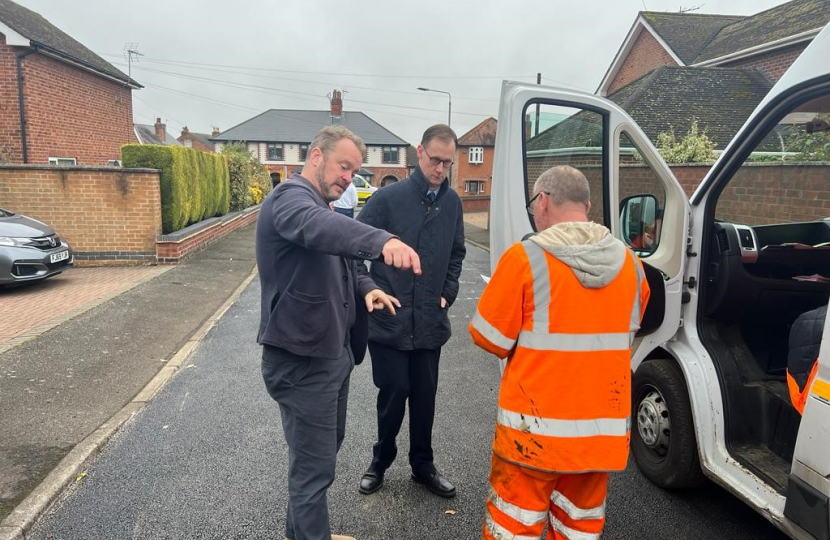 Road repair with Cllr Adams