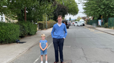 Tom Randall MP with Minnie Willis-Crowther, whose idea the crossing was, on Digby Avenue where a zebra crossing is desperately needed and will now be installed.